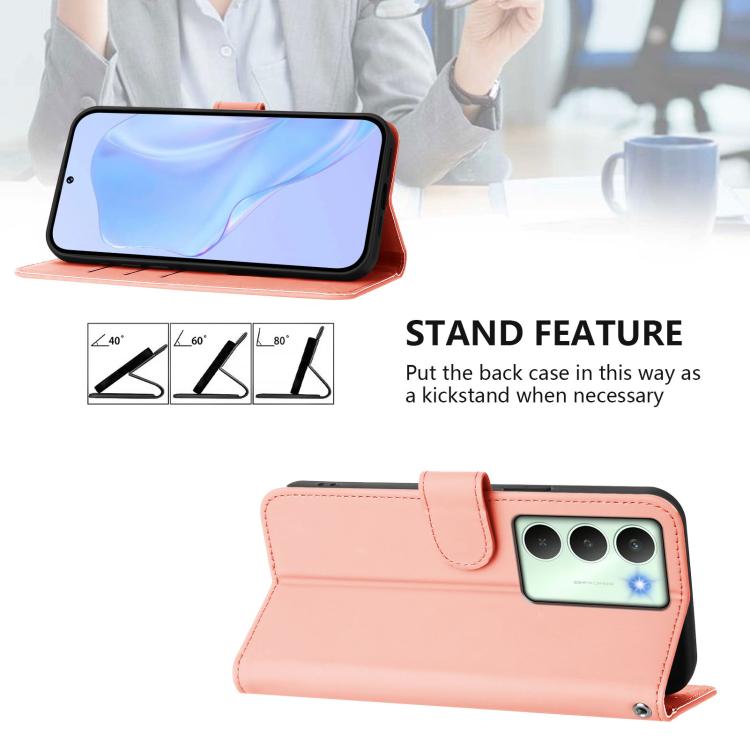 For Realme V70 5G / 14X Global Skin Feel Solid Color Leather Phone Case with Lanyard
