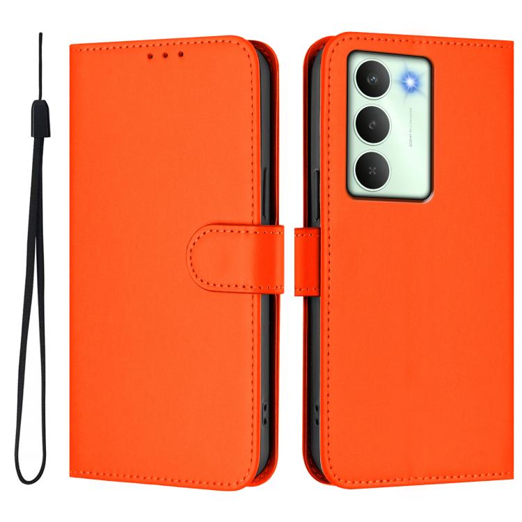 For Realme V70 5G / 14X Global Skin Feel Solid Color Leather Phone Case with Lanyard
