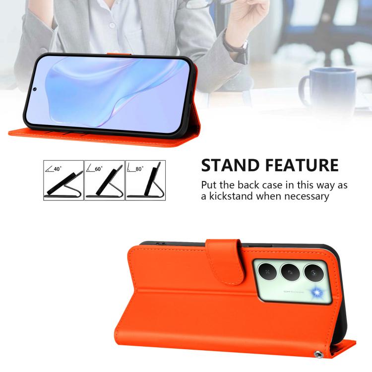 For Realme V70 5G / 14X Global Skin Feel Solid Color Leather Phone Case with Lanyard
