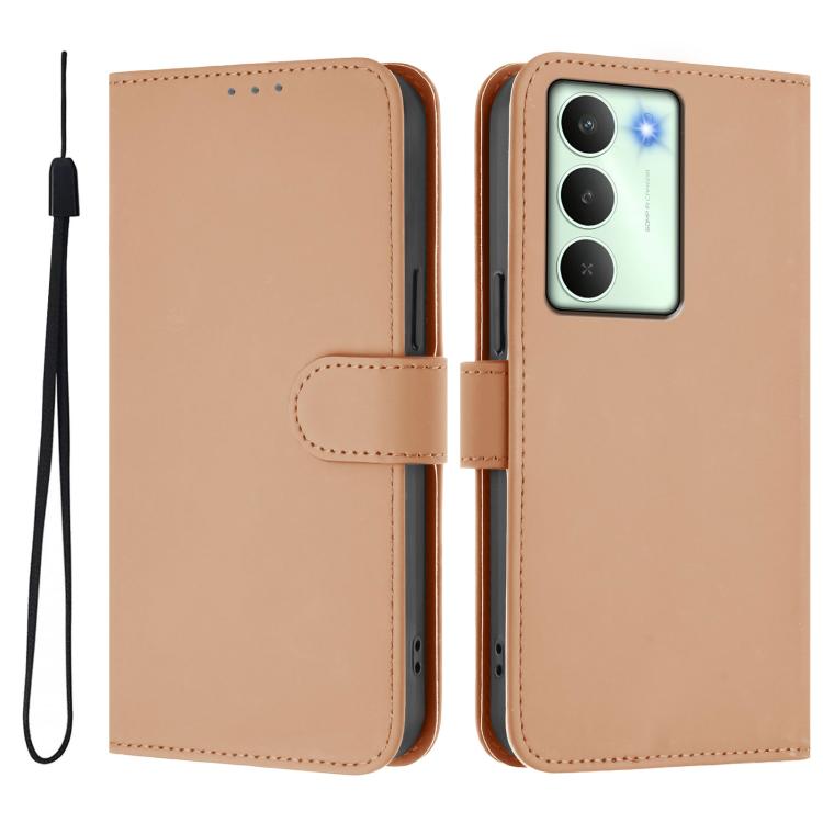 For Realme V70 5G / 14X Global Skin Feel Solid Color Leather Phone Case with Lanyard