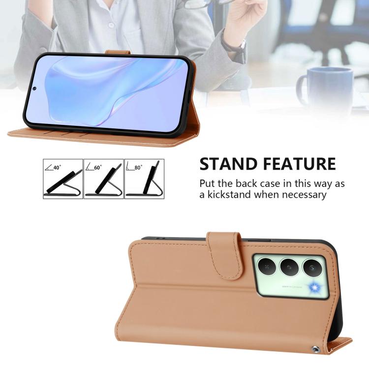 For Realme V70 5G / 14X Global Skin Feel Solid Color Leather Phone Case with Lanyard