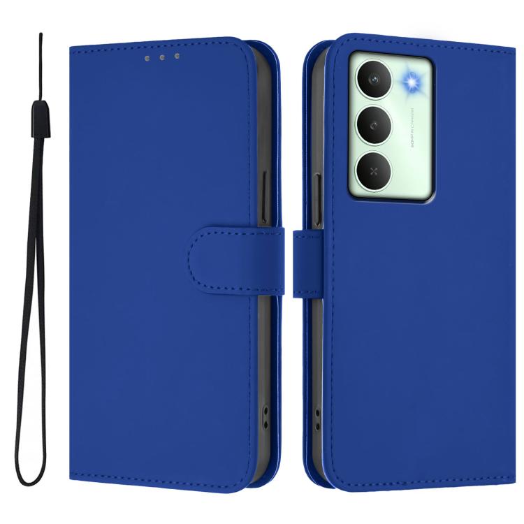For Realme V70 5G / 14X Global Skin Feel Solid Color Leather Phone Case with Lanyard