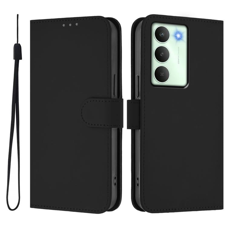 For Realme V70 5G / 14X Global Skin Feel Solid Color Leather Phone Case with Lanyard