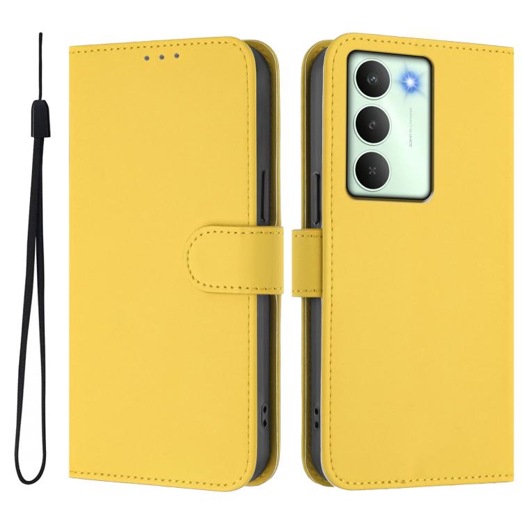 For Realme V70 5G / 14X Global Skin Feel Solid Color Leather Phone Case with Lanyard