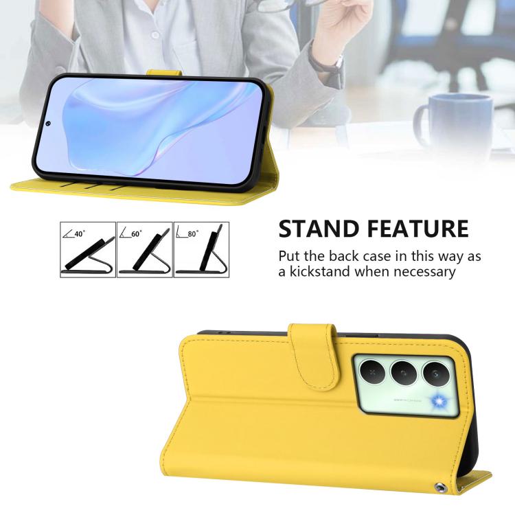 For Realme V70 5G / 14X Global Skin Feel Solid Color Leather Phone Case with Lanyard