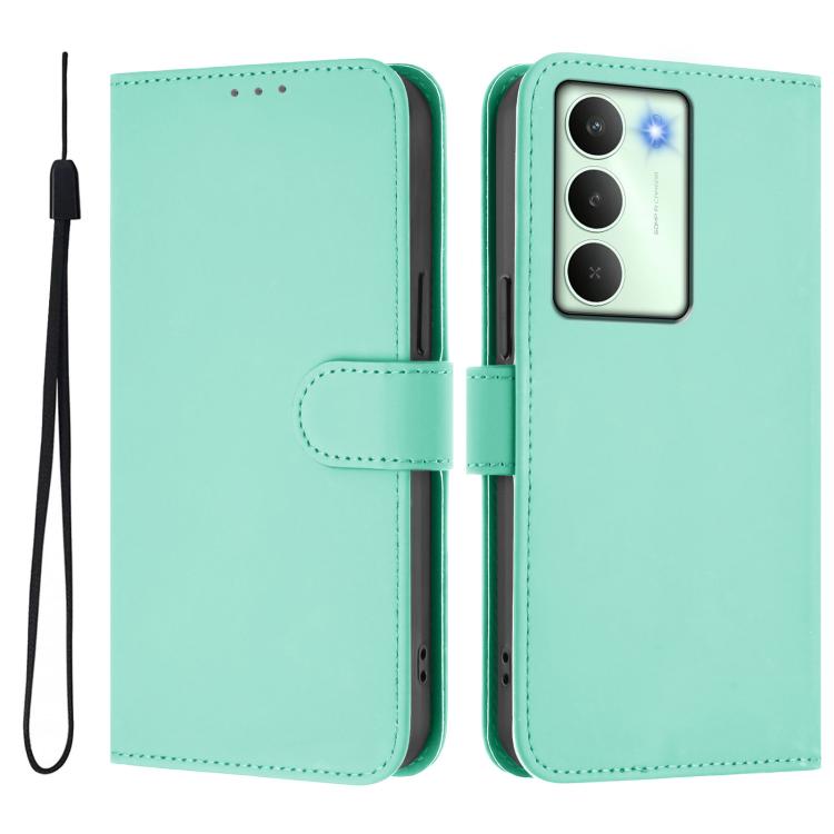 For Realme V70 5G / 14X Global Skin Feel Solid Color Leather Phone Case with Lanyard