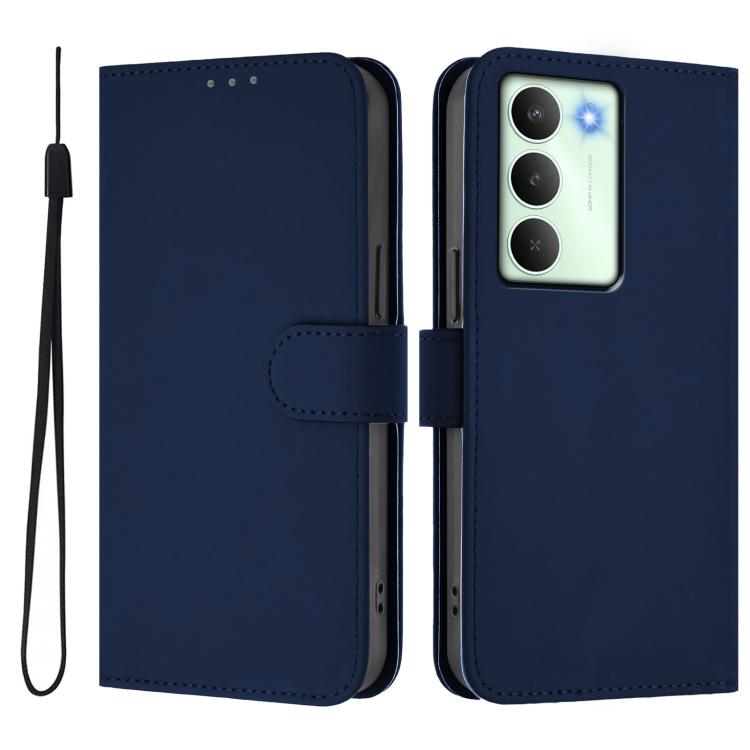 For Realme V70 5G / 14X Global Skin Feel Solid Color Leather Phone Case with Lanyard