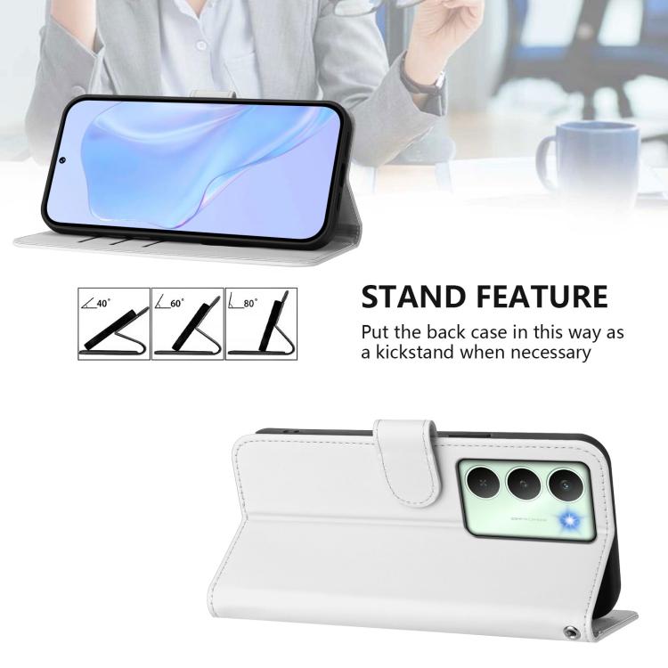 For Realme V70 5G / 14X Global Skin Feel Solid Color Leather Phone Case with Lanyard
