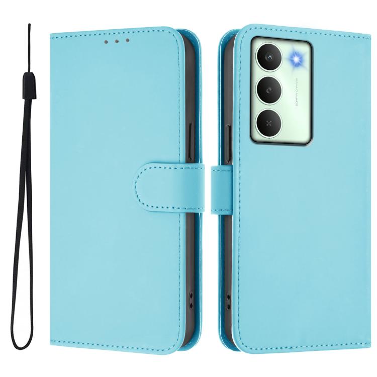 For Realme V70 5G / 14X Global Skin Feel Solid Color Leather Phone Case with Lanyard