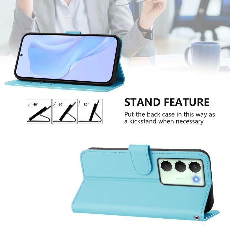 For Realme V70 5G / 14X Global Skin Feel Solid Color Leather Phone Case with Lanyard