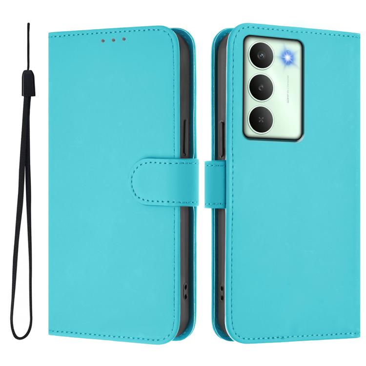 For Realme V70 5G / 14X Global Skin Feel Solid Color Leather Phone Case with Lanyard