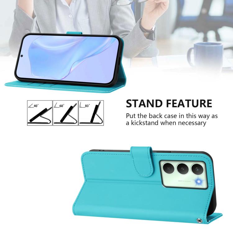 For Realme V70 5G / 14X Global Skin Feel Solid Color Leather Phone Case with Lanyard