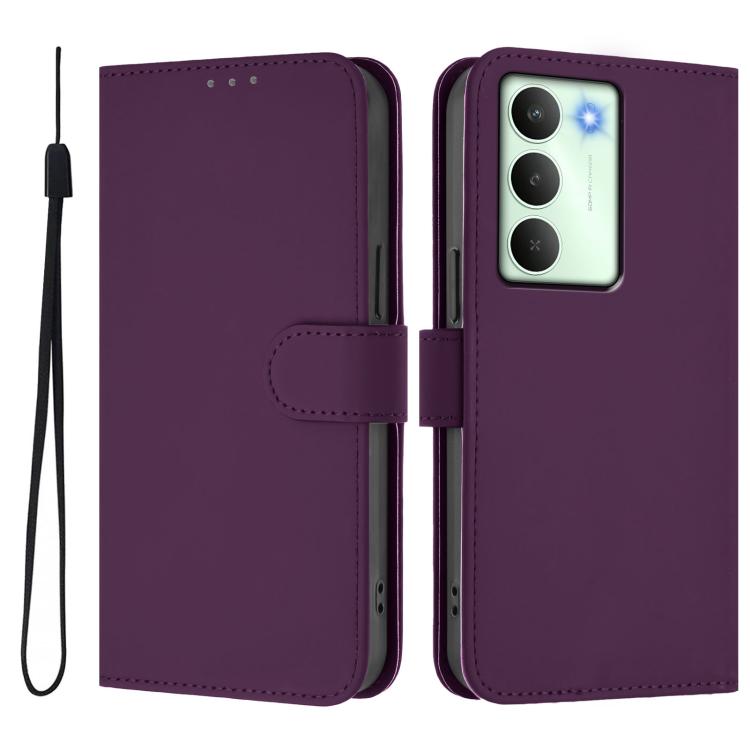 For Realme V70 5G / 14X Global Skin Feel Solid Color Leather Phone Case with Lanyard