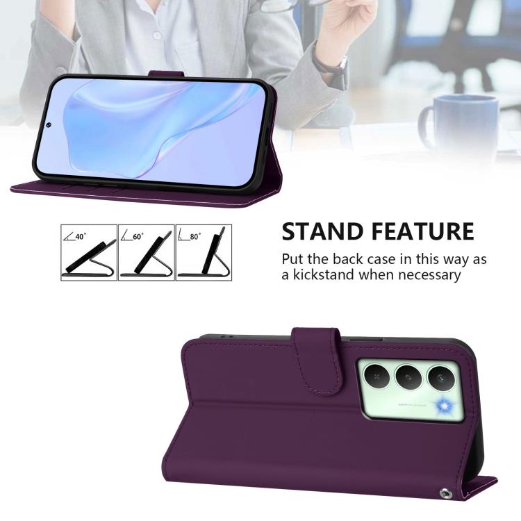 For Realme V70 5G / 14X Global Skin Feel Solid Color Leather Phone Case with Lanyard