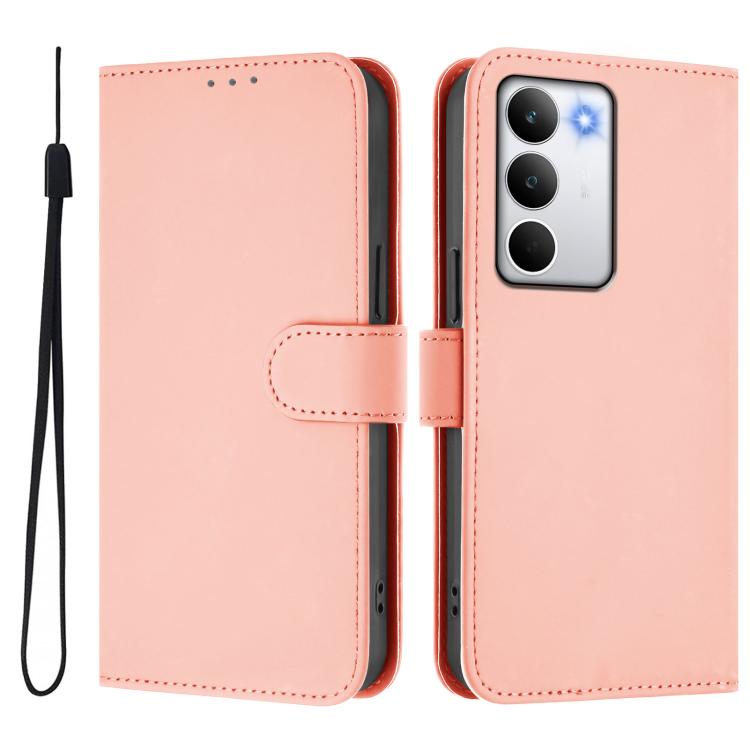For Realme C71 4G Global Skin Feel Solid Color Leather Phone Case with Lanyard
