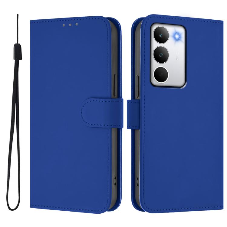 For Realme C71 4G Global Skin Feel Solid Color Leather Phone Case with Lanyard