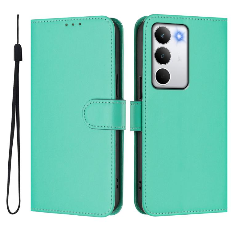 For Realme C71 4G Global Skin Feel Solid Color Leather Phone Case with Lanyard