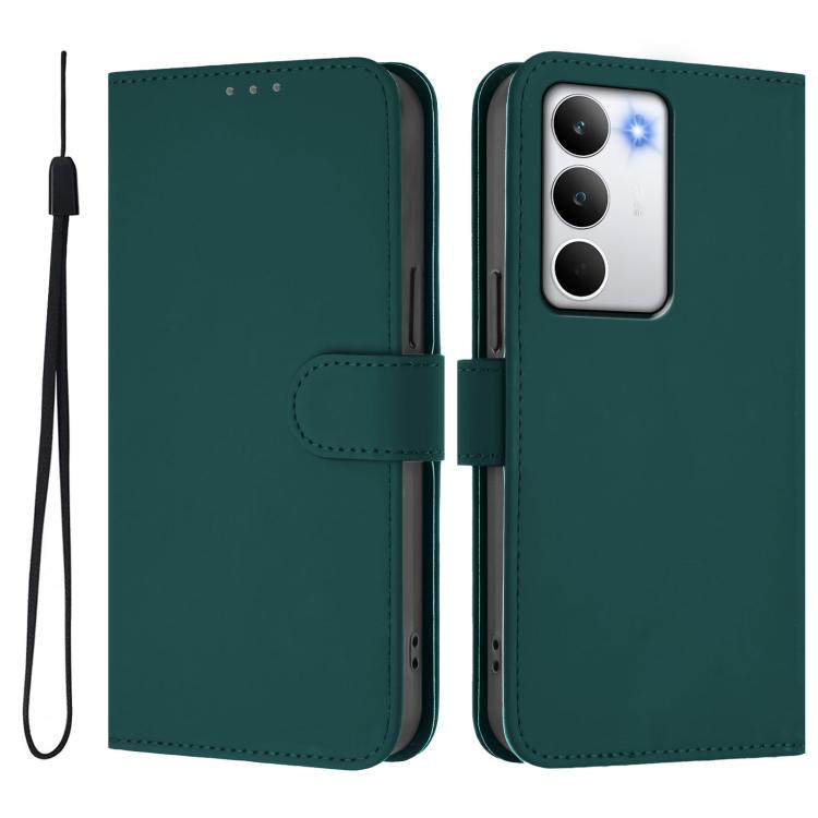 For Realme C71 4G Global Skin Feel Solid Color Leather Phone Case with Lanyard