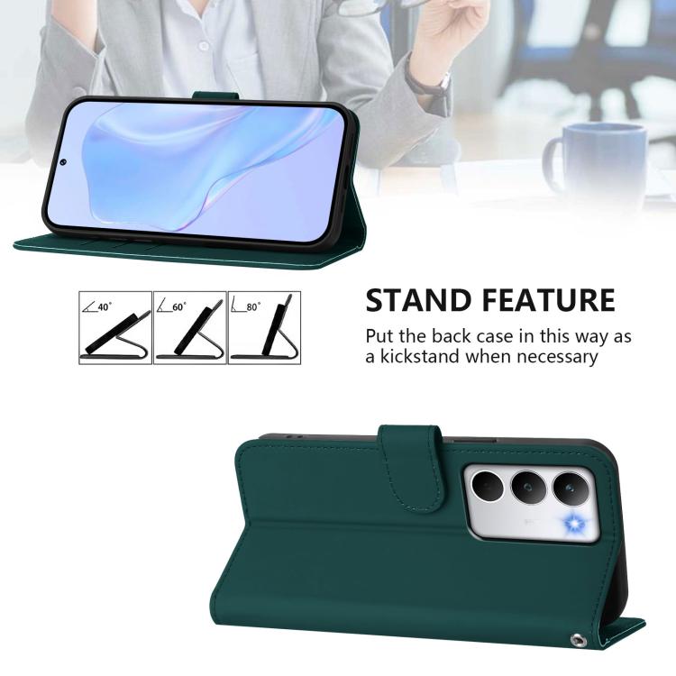 For Realme C71 4G Global Skin Feel Solid Color Leather Phone Case with Lanyard