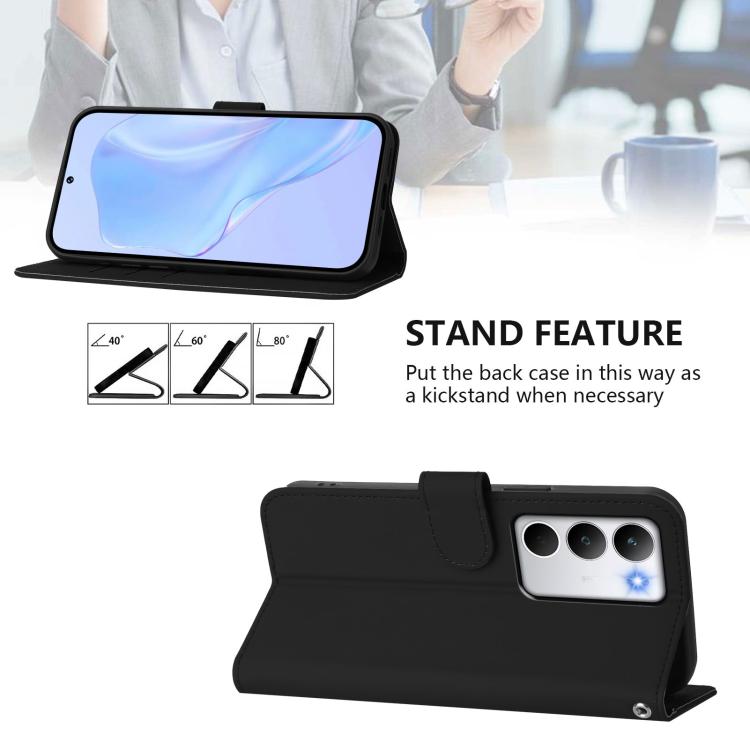 For Realme C71 4G Global Skin Feel Solid Color Leather Phone Case with Lanyard