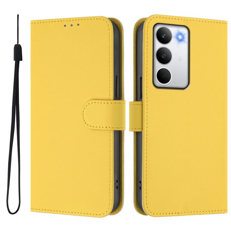 For Realme C71 4G Global Skin Feel Solid Color Leather Phone Case with Lanyard