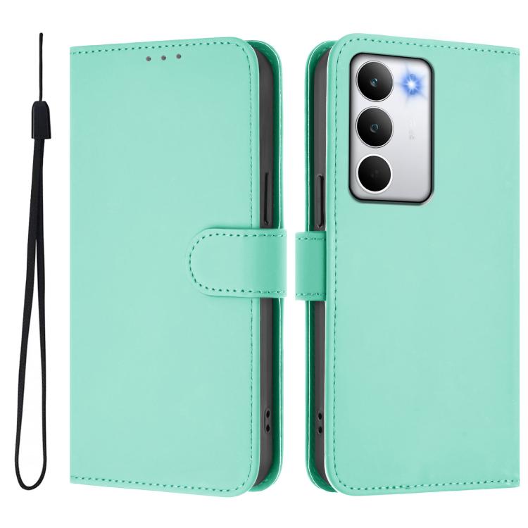For Realme C71 4G Global Skin Feel Solid Color Leather Phone Case with Lanyard