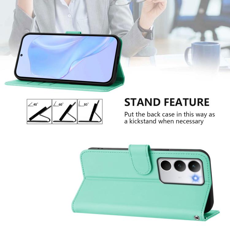 For Realme C71 4G Global Skin Feel Solid Color Leather Phone Case with Lanyard