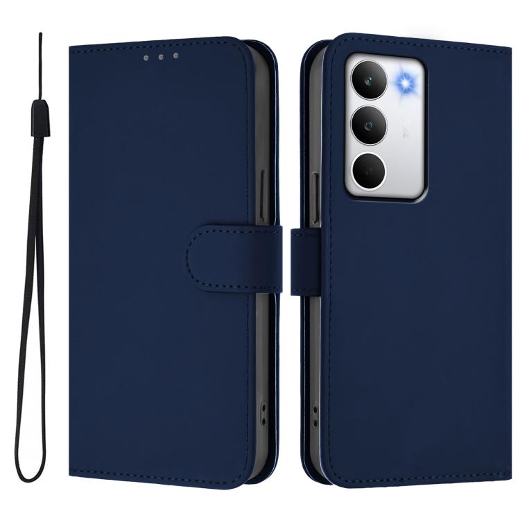 For Realme C71 4G Global Skin Feel Solid Color Leather Phone Case with Lanyard