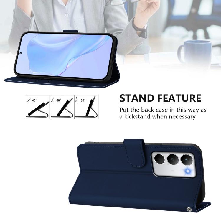 For Realme C71 4G Global Skin Feel Solid Color Leather Phone Case with Lanyard