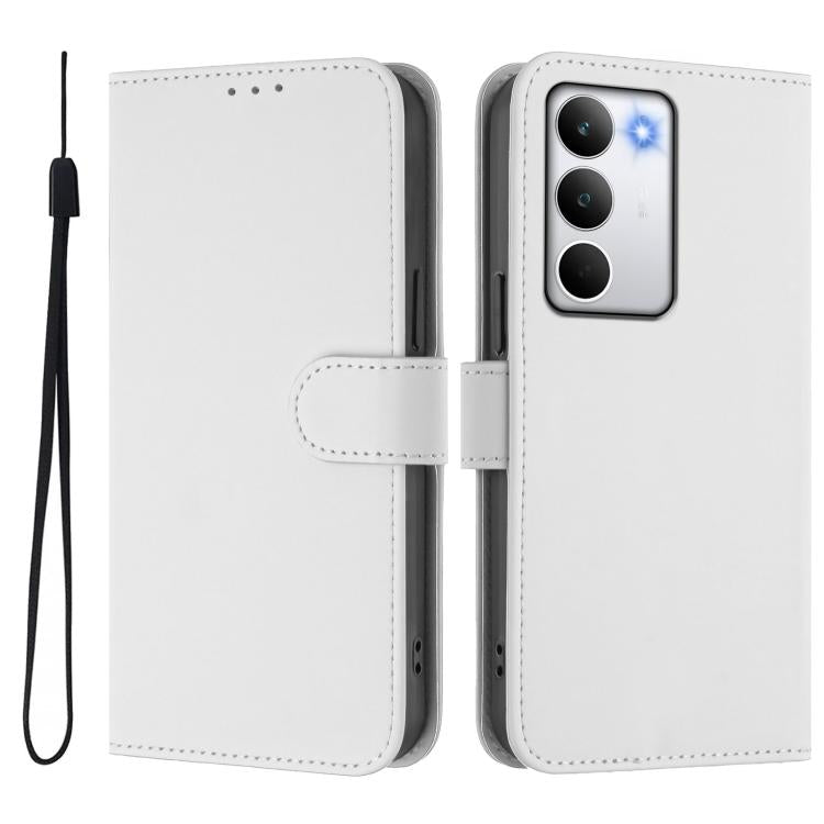 For Realme C71 4G Global Skin Feel Solid Color Leather Phone Case with Lanyard