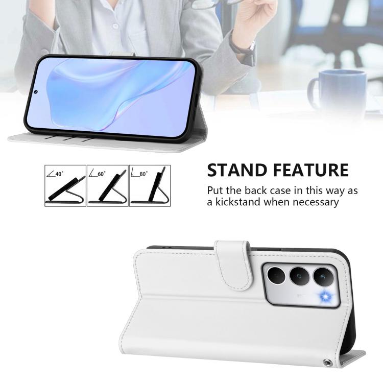 For Realme C71 4G Global Skin Feel Solid Color Leather Phone Case with Lanyard