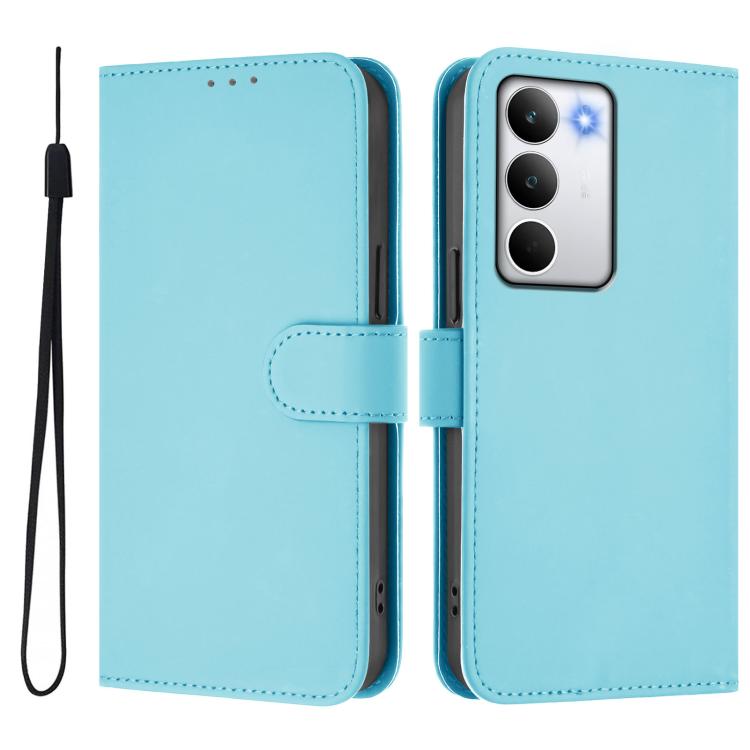 For Realme C71 4G Global Skin Feel Solid Color Leather Phone Case with Lanyard