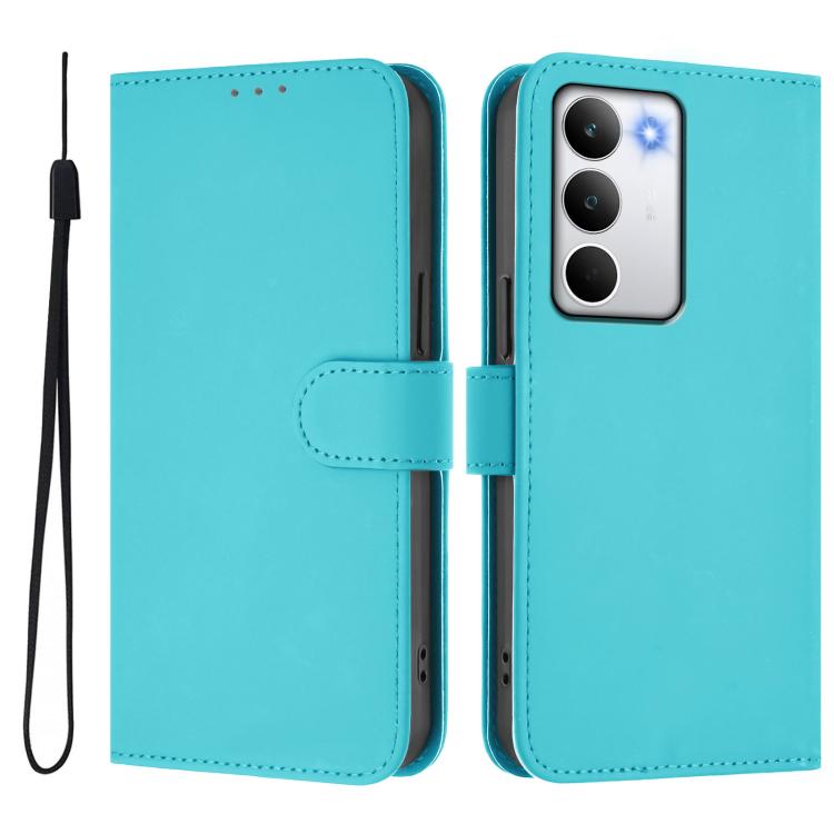 For Realme C71 4G Global Skin Feel Solid Color Leather Phone Case with Lanyard