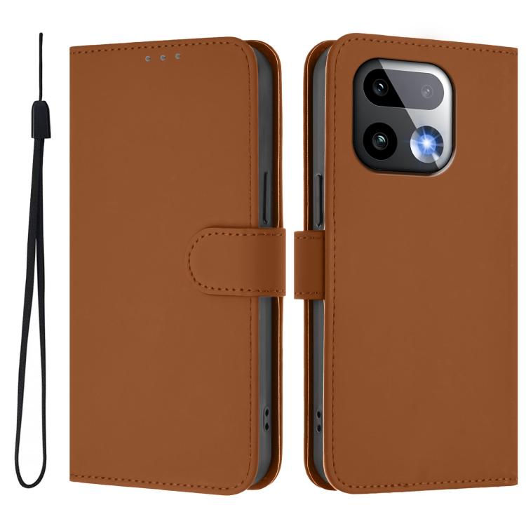 For Realme 16 Pro+ 5G Global Skin Feel Solid Color Leather Phone Case with Lanyard