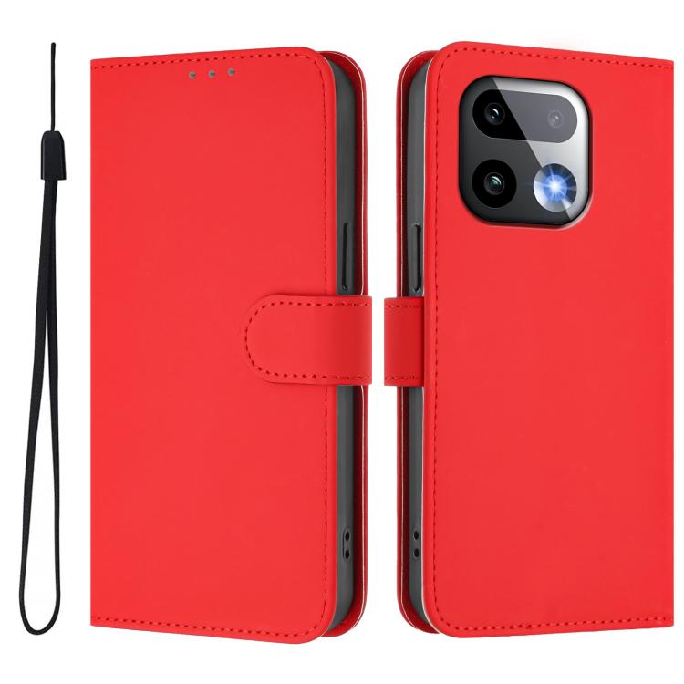 For Realme 16 Pro+ 5G Global Skin Feel Solid Color Leather Phone Case with Lanyard
