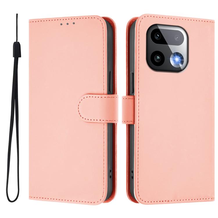For Realme 16 Pro+ 5G Global Skin Feel Solid Color Leather Phone Case with Lanyard