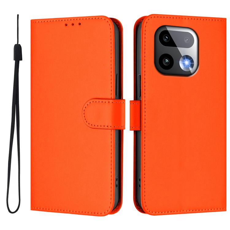 For Realme 16 Pro+ 5G Global Skin Feel Solid Color Leather Phone Case with Lanyard