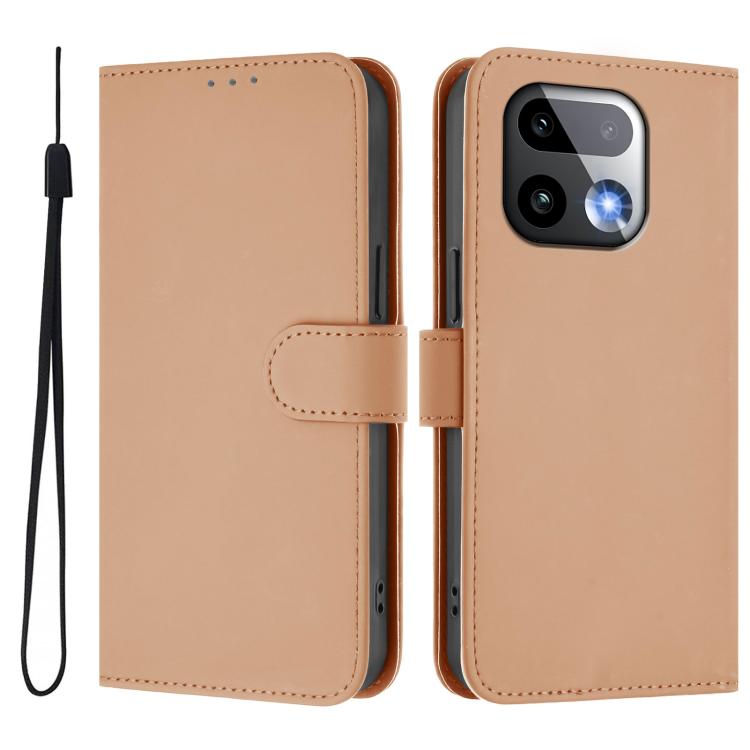 For Realme 16 Pro+ 5G Global Skin Feel Solid Color Leather Phone Case with Lanyard