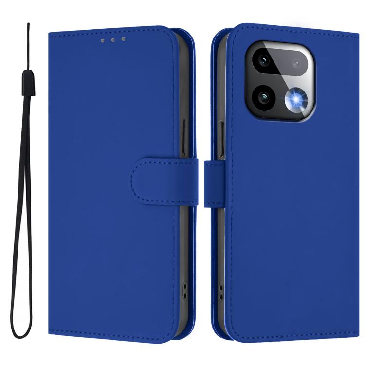 For Realme 16 Pro+ 5G Global Skin Feel Solid Color Leather Phone Case with Lanyard