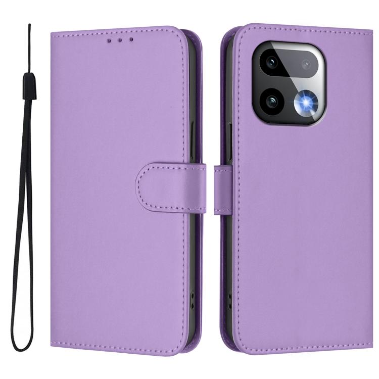 For Realme 16 Pro+ 5G Global Skin Feel Solid Color Leather Phone Case with Lanyard