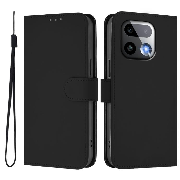 For Realme 16 Pro+ 5G Global Skin Feel Solid Color Leather Phone Case with Lanyard