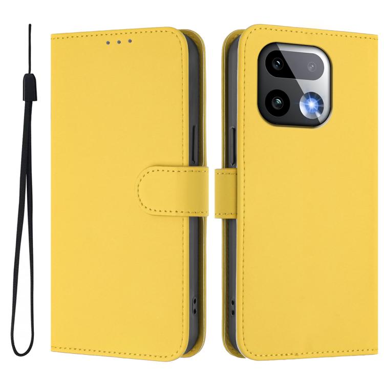 For Realme 16 Pro+ 5G Global Skin Feel Solid Color Leather Phone Case with Lanyard