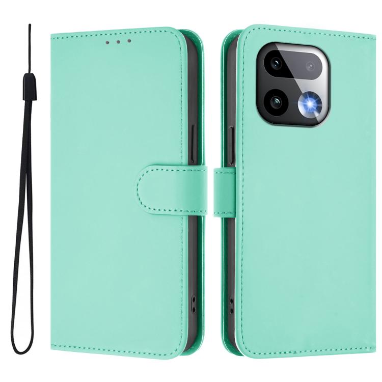 For Realme 16 Pro+ 5G Global Skin Feel Solid Color Leather Phone Case with Lanyard