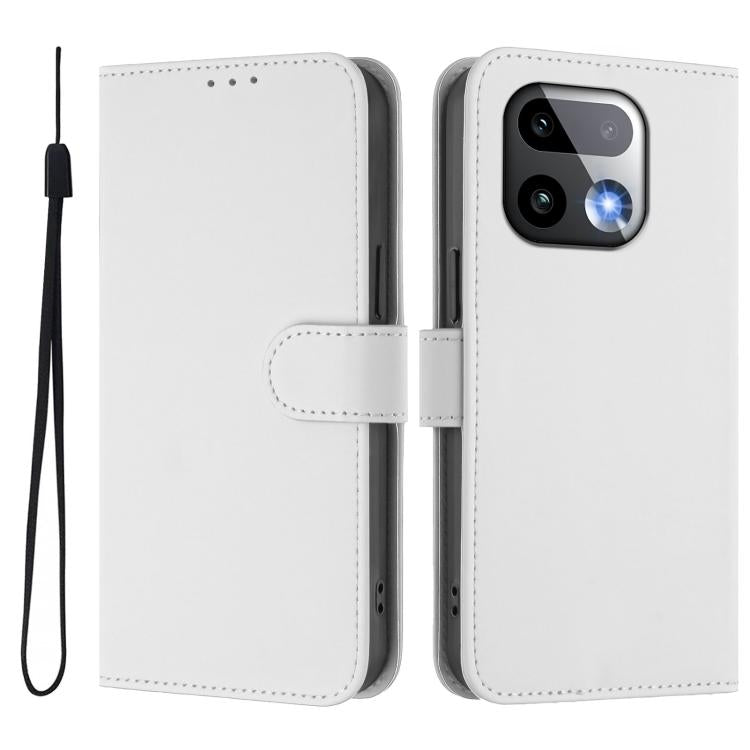 For Realme 16 Pro+ 5G Global Skin Feel Solid Color Leather Phone Case with Lanyard