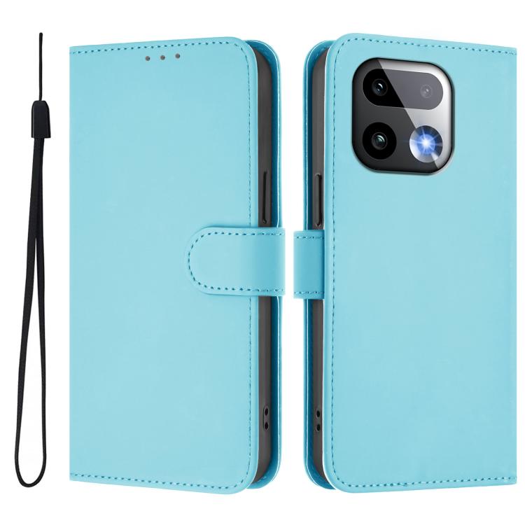 For Realme 16 Pro+ 5G Global Skin Feel Solid Color Leather Phone Case with Lanyard