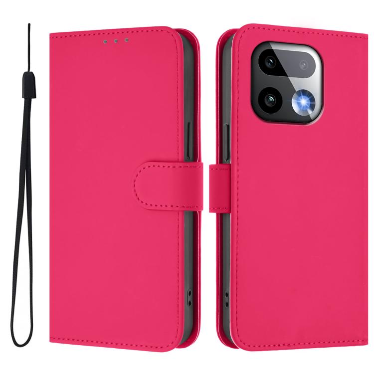 For Realme 16 Pro+ 5G Global Skin Feel Solid Color Leather Phone Case with Lanyard