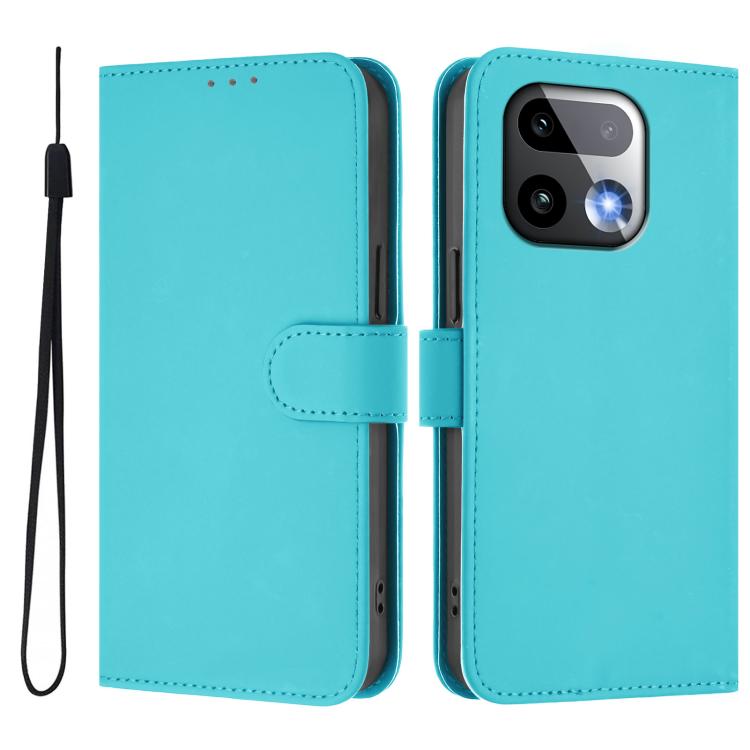 For Realme 16 Pro+ 5G Global Skin Feel Solid Color Leather Phone Case with Lanyard