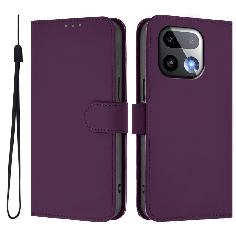 For Realme 16 Pro+ 5G Global Skin Feel Solid Color Leather Phone Case with Lanyard