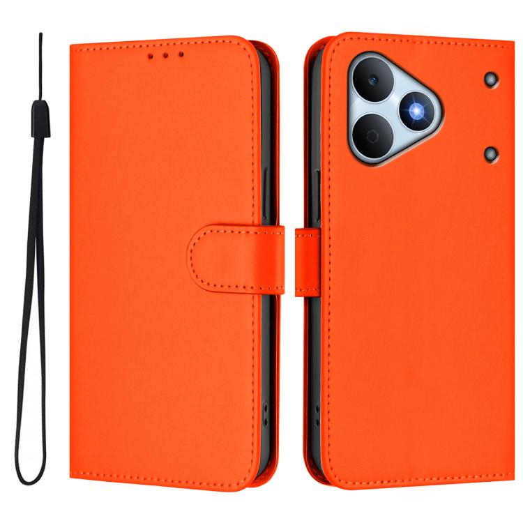 For Realme Note 80 4G Global Skin Feel Solid Color Leather Phone Case with Lanyard
