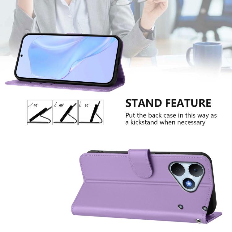 For Realme Note 80 4G Global Skin Feel Solid Color Leather Phone Case with Lanyard